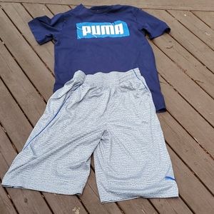 Boys puma shirt and shorts set size xl